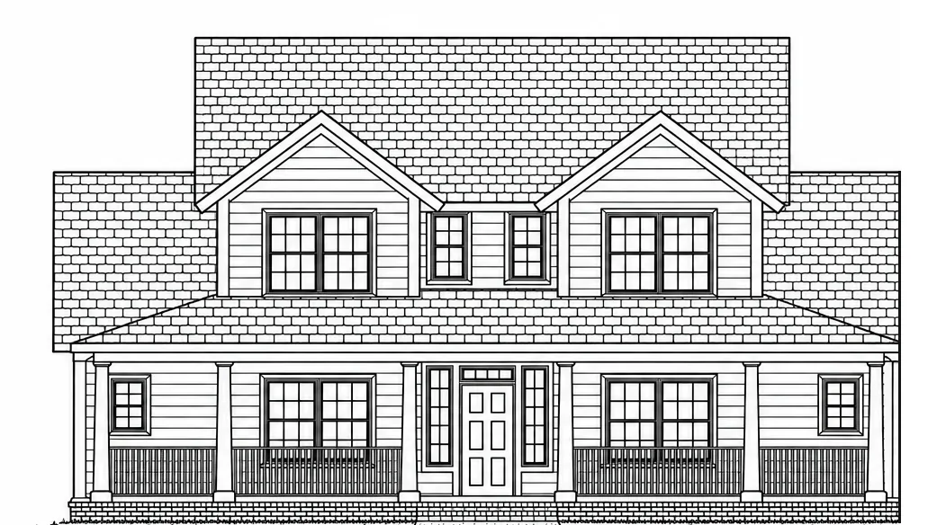 Front elevation drawing of a home in Anderson County, SC financed with a VA One-Time Close loan, built by Josh Timms Builders