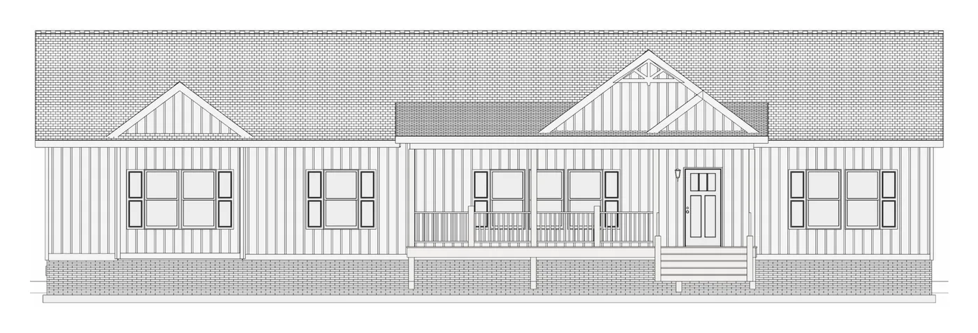 Front elevation drawing of a home in Horry County, SC financed with a VA One-Time Close loan, built by Future Homes