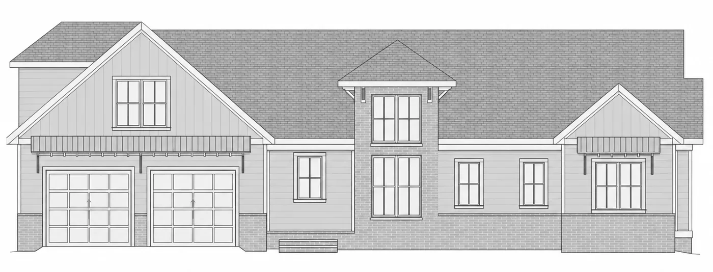Front elevation drawing of a home in Moore County, NC financed with a VA One-Time Close loan, built by KP Custom Homes