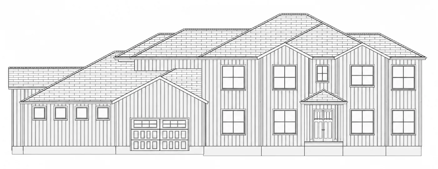 Front elevation drawing of a home in Pender County, NC financed with a VA One-Time Close loan, built by Griffin Built Homes